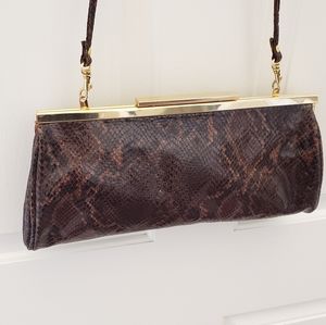 Leather snakeskin clutch purse/shoulder bag